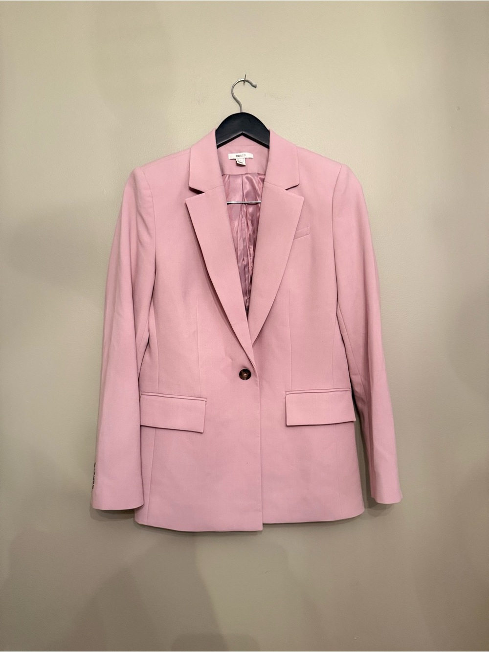 RW&CO. Light Pink Single-Button Blazer - Size 4 | Fully Lined Tailored Jacket